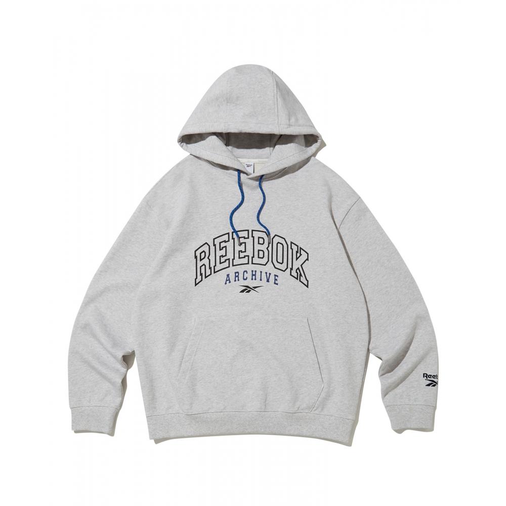 Reebok Vector93 Archive Logo Hoodie   Light Gray