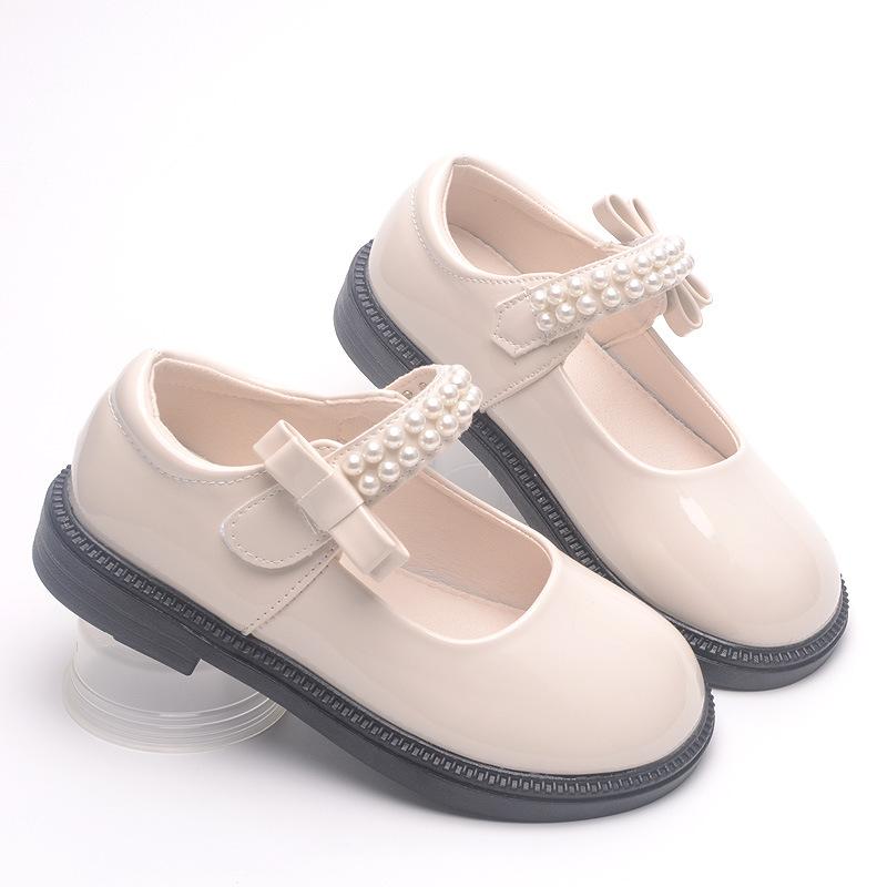 Girls' leather shoes for spring and autumn, black student shoes for older children, fashionable British-style dance shoes, soft-soled performance