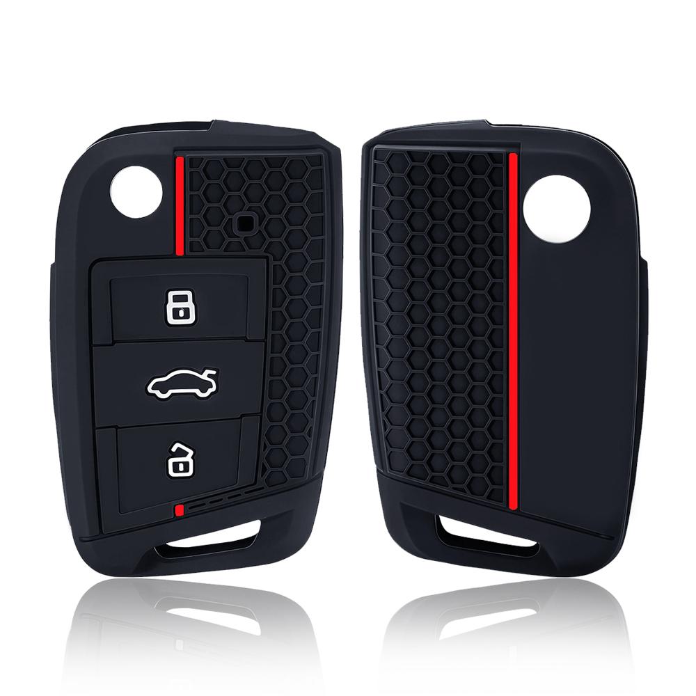 Silicone Car Key Case Cover For Volkswagen Vw Golf 7 Mk7 Tiguan Mk2 For Skoda Octavia 3 A7 Kodiaq - Seat