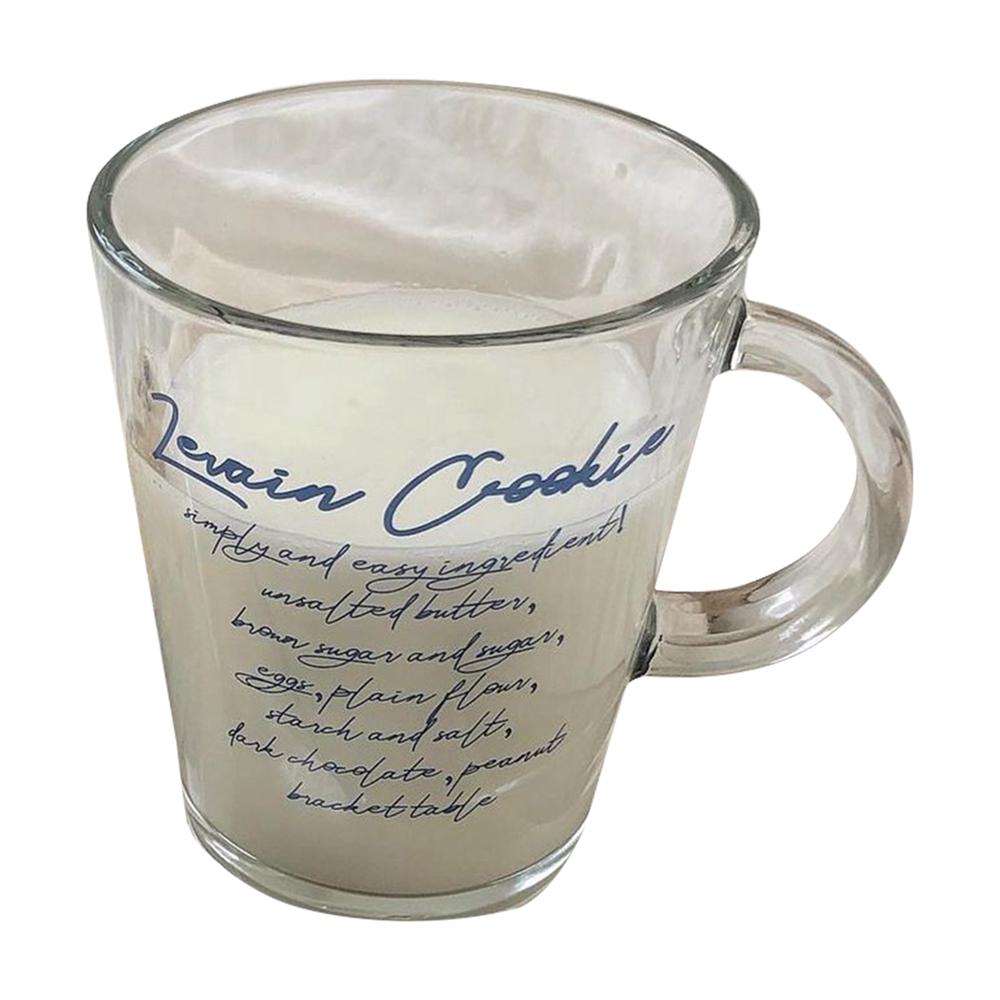 

380 мл прозрачная чашка для кофе, молока, кружка для напитков, французская винтажная синяя буква, термостойкая бытовая офисная стеклянная кружка