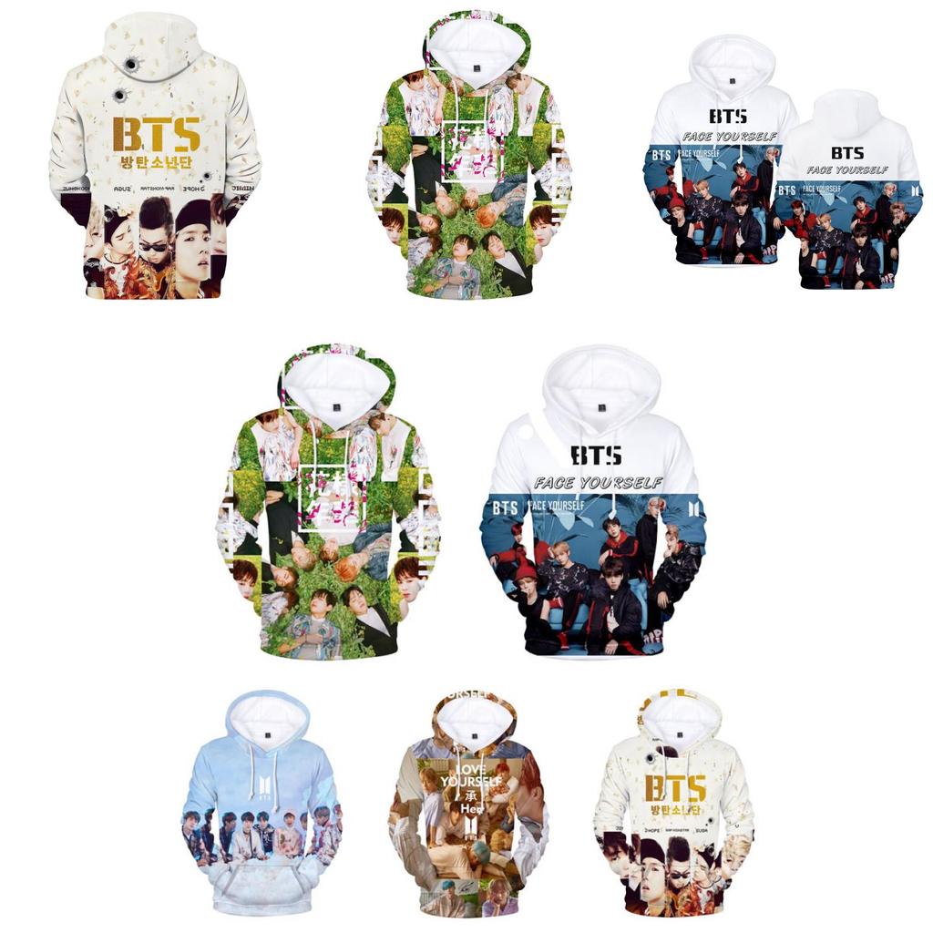 Premium Quality Bts Printed Sweatshirt Hoodie Featuring Face Yourself Design For Fans