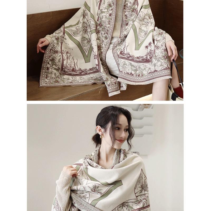Women S Thick Warm Vintage Faux Cashmere Scarf Shawl Versatile All Season