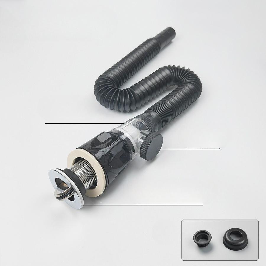 Sink Drain Kit with Extendable P-Trap, Can Be Installed Straight or Side-Mounted Drain Pipe, Sink Accessory, Sink Drain Pipe