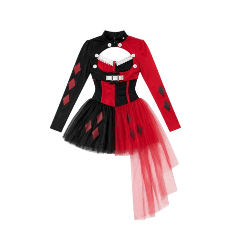 Halloween adult female circus clown cos costume, cosplay costume clown female stage performance costume