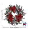 Christmas Wreath Velvet Red Flower Decor Set Holiday Home Hanging Decoration