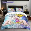 Süßes Cartoon-Thema Sailor Moon Tsukino Usagi Cartoon bequemer Heim-Bettbezug und Kissenbezug (1 * Bettbezug + 2 * Kissenbezug, ohne Füllung)A12