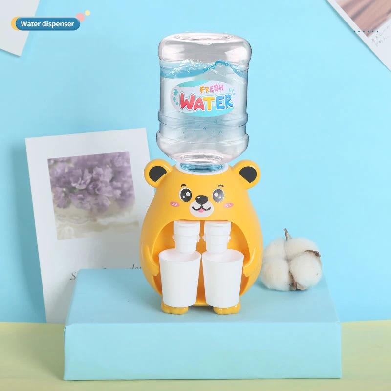 Mini Water Dispenser for Children Kids Gift Cute Cold/Warm Water Juice Milk Drinking Fountain Simulation Cartoon Pig Kitchen Toy