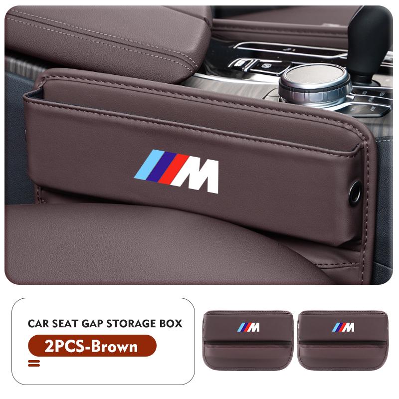 For BMW Leather Car Seat Gap Filler Storage Box Cup Holder Accessories Performance X1 X3 X5 E39 E46 E90 F20 E60 F30 M3 M5