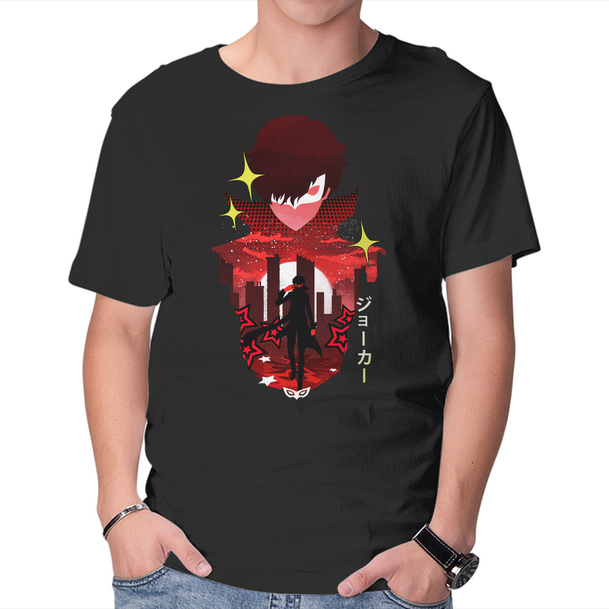 Unisex Crew Neck T-Shirt Joker Sunset Graphic Short Sleeve Casual Tee XXL