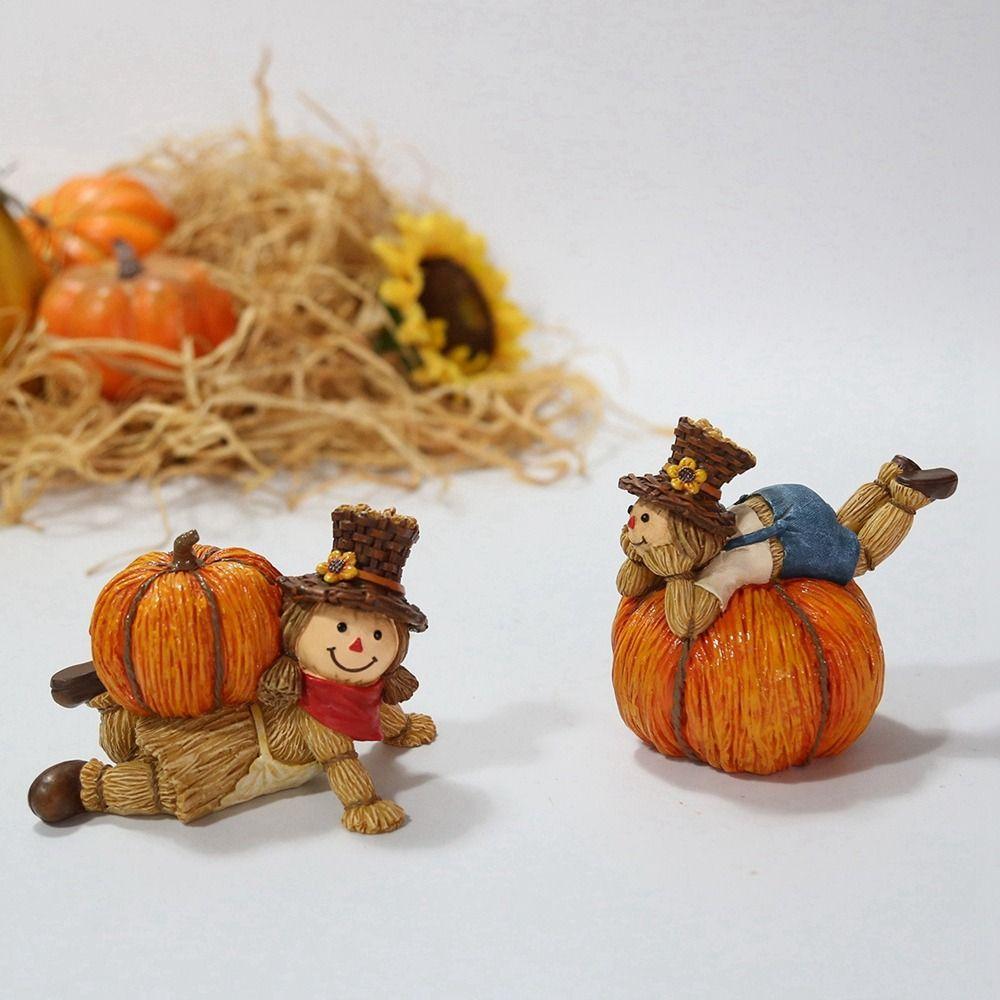 Boys And Girls Pumpkin Scarecrow Ornaments Lovely Pumpkin Statue Holiday Gifts   Christmas