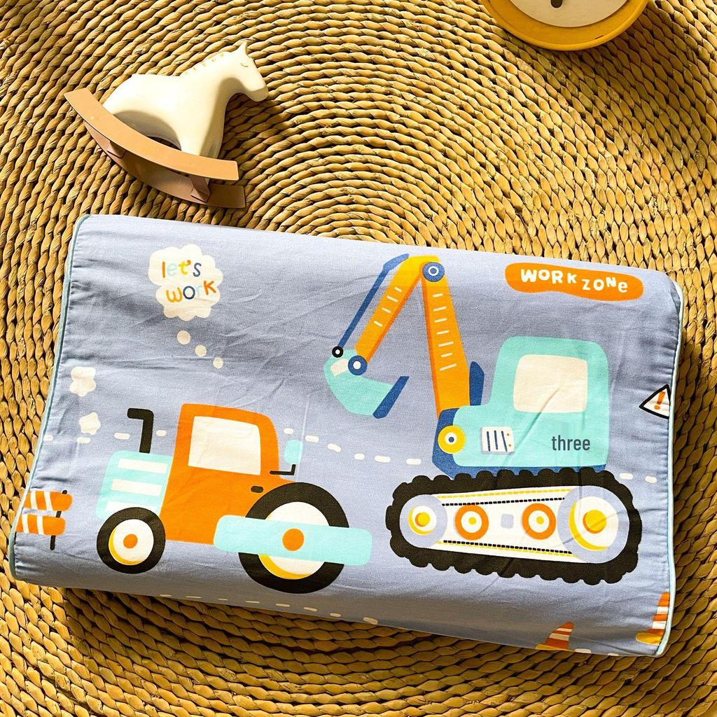 Thailand Natural Latex Children's Pillow - Pure Cotton Cartoon Design, Baby Neck Support, Ideal for Kindergarten Students and Gifts