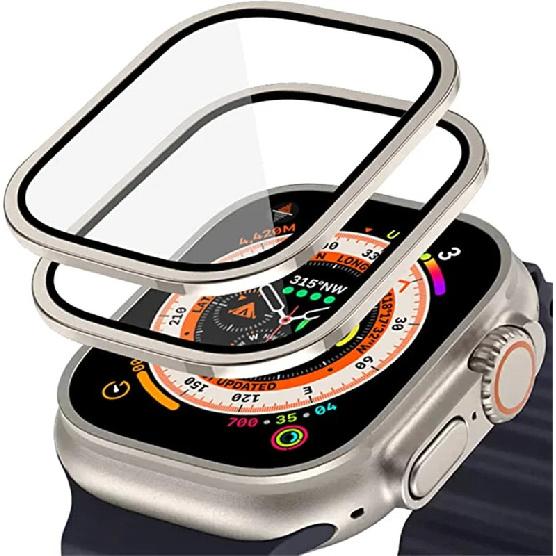 Aluminium Alloy Case+Tempered Glass for Apple Watch Ultra 2 49mm Anti-Scratch Screen Protector for iWatch Ultra 49mm Cover Film