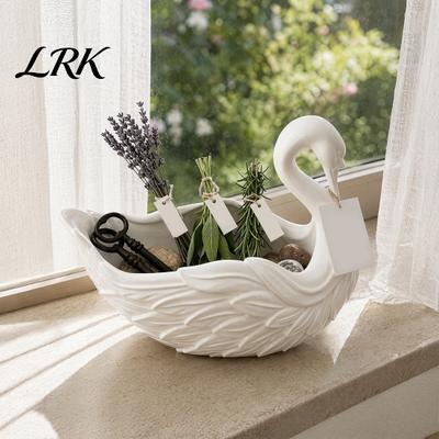 Ornamenti da Tavolo Bianco Opaco Stampa 3D Vassoio Portagioie a Forma di Cigno, Portaanelli Creativo, Vassoio Portaposate Piccolo per Tavolo d'Ingresso, Decorativo