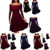 Elegant Women's Vintage Lace Boat Neck Formal Wedding Cocktail Evening Party Swing Dress