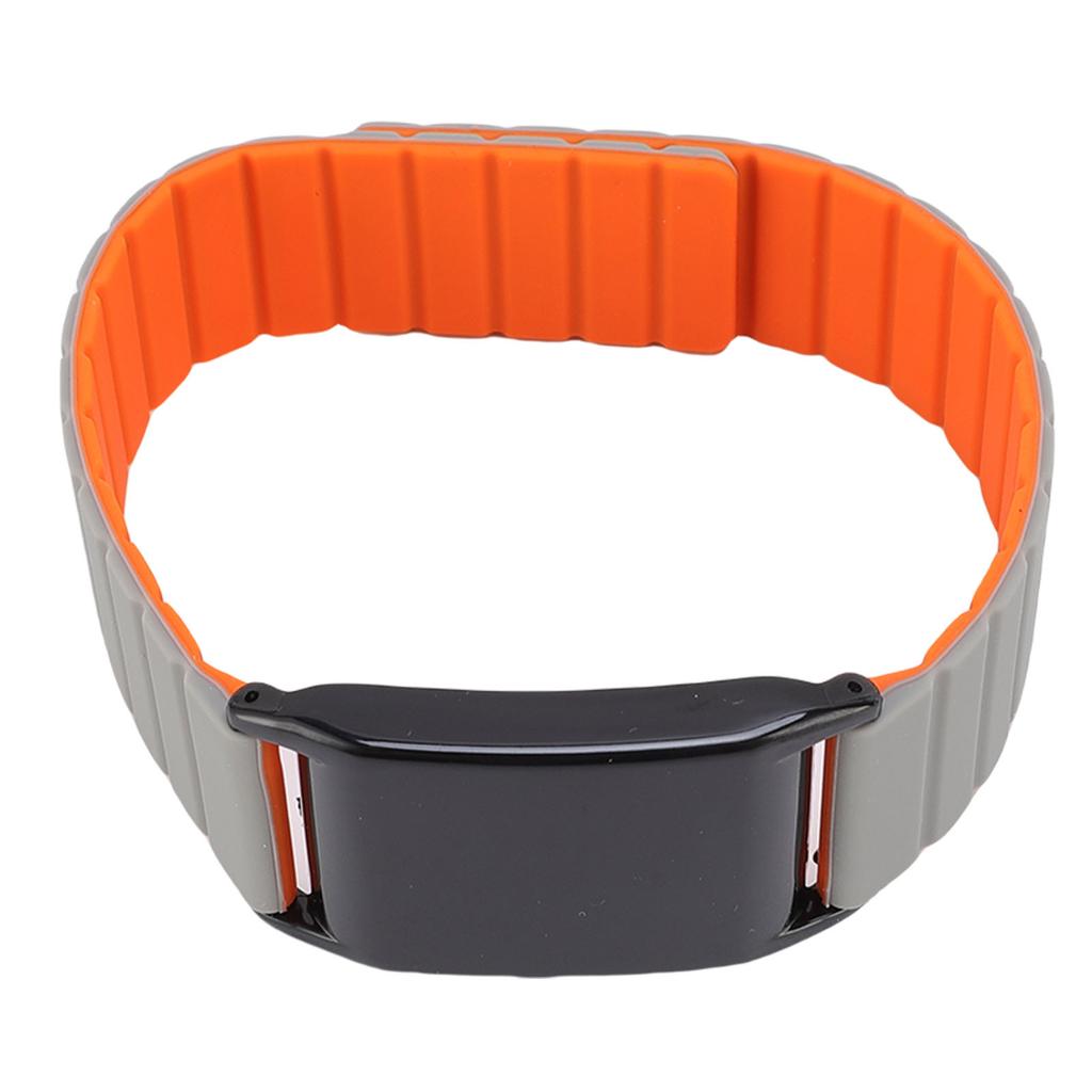 Magnetic Silicone Watch Band Replacement for WHOOP 4.0 Watch Fitness Tracking Band Soft Skin Friendly Gray Orange