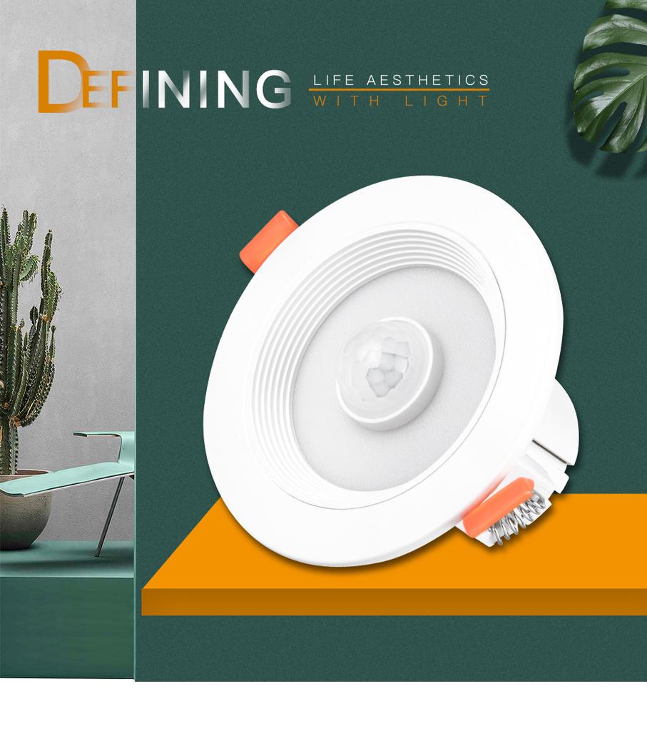NO Flicker PIR Motion Sensor LED Downlight Spot Light 85-265V 5W 10W 15W 10W Recessed Lamp for Bedroom Kitchen Indoor Down Light