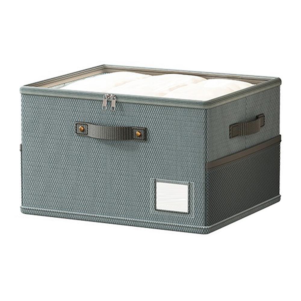 

45 x 42 x 28cm Breathable Oxford Fabric Storage Box with Clear PVC Lid Foldable Clothes Organizer