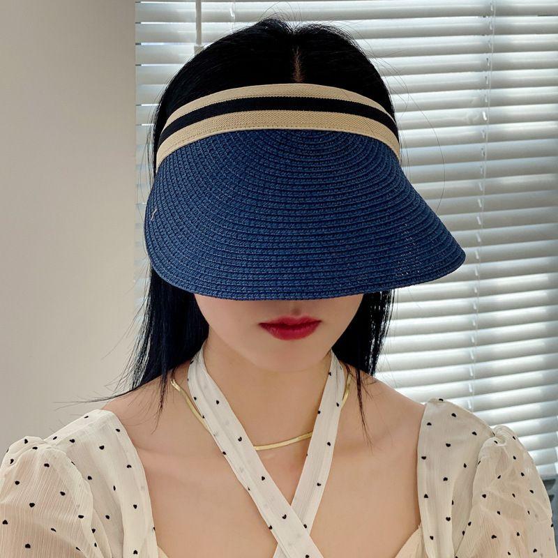 

New Arrival Sun Hat Female Sun Protection Visor Cap Summer K-style Beach UV Sun Protection Hat Cycling Headband Sun Hat Blue
