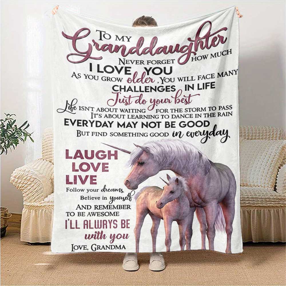 Granddaughter'S Special Birthday Cozy Blanket Comfortable ure for Sofa Couch Office Bed Picnics Four Seasons Multipurpose Modern Ideal Day Y34