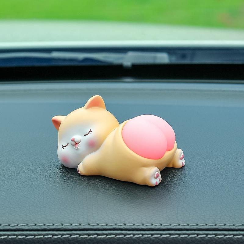 Car Accessories Decor Funny Pig Doll Panda Rabbit Beat On The Buttocks Relax While Driving Fidget Toy Central Console Decoration