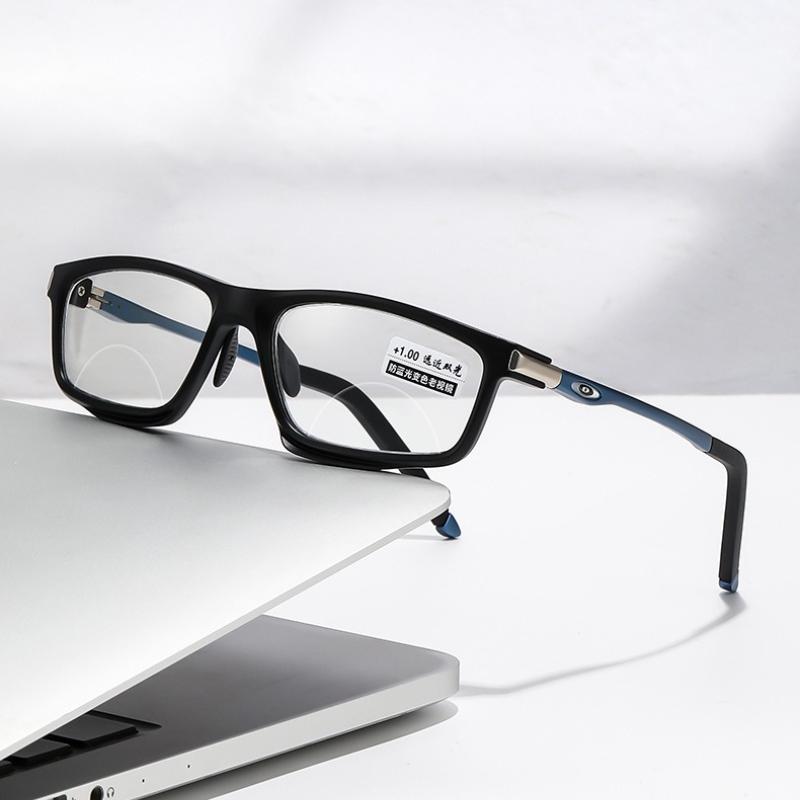 Photochromic Square Reading Glasses For Women Fashion Retro Eyewear Trendy Square  Anti Blue Light Presbyopia Glasses 0 To +4.0