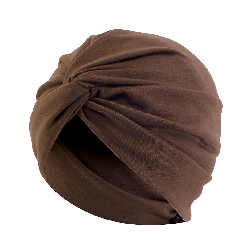 

Solid color high-quality Twisted hat Ethnic Baotou scarf Muslim Headwrap Caps Solid Color Ladies Wrap Hat One Size