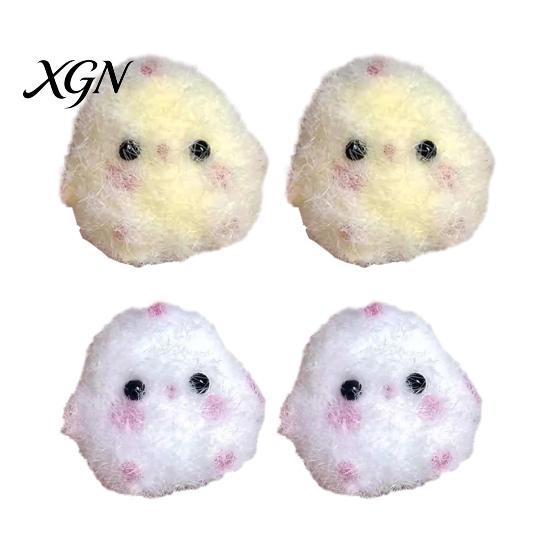 Food-grade Safe Toy 2PCS Squeeze Mini Chick Shape Soft Pinch with Fluffy Handheld Calming Coating Stress Relief Fidget Keychain Pendant