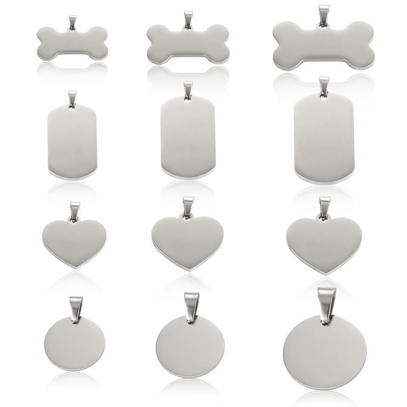 Popular European and American Cross-border Stainless Steel Pet Dog Tag: Thick Titanium Steel, Blank, Engravable Military Style Pendant