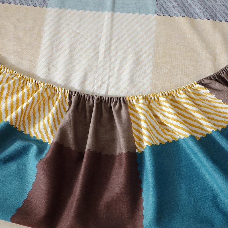 Pure Cotton Fitted Bed Sheets Geometric Bedsheet Non-slip Bed Cover Skin-friendly Bed Linen couvre lit (Pillowcase Need Order)