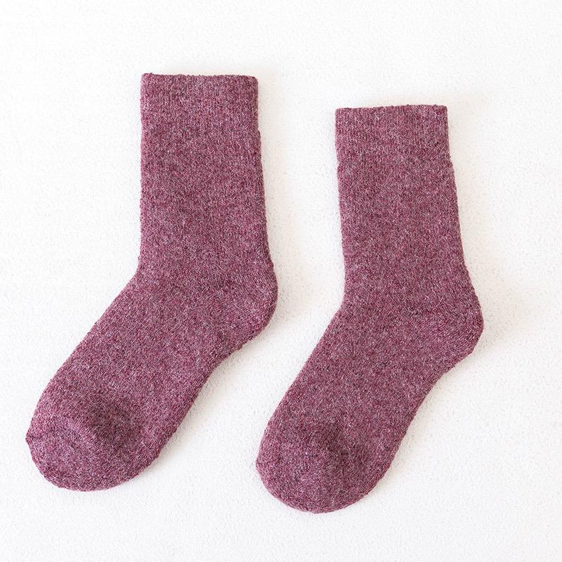 Women's Casual Thick Thermal Socks Pure Color Thickened Fleece Wool Sock