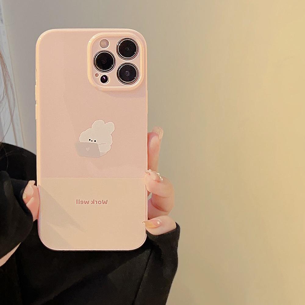 

Simple Cartoon 14pro Max Mobile Phone Case 12 Apple IPhone 15 Honey Pink 11 Cute Suitable for 16pro Soft 12pro