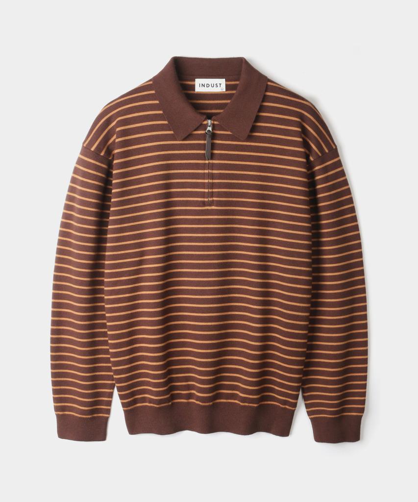 INDUST Striped Collar Half Zip Knit_6 Colors