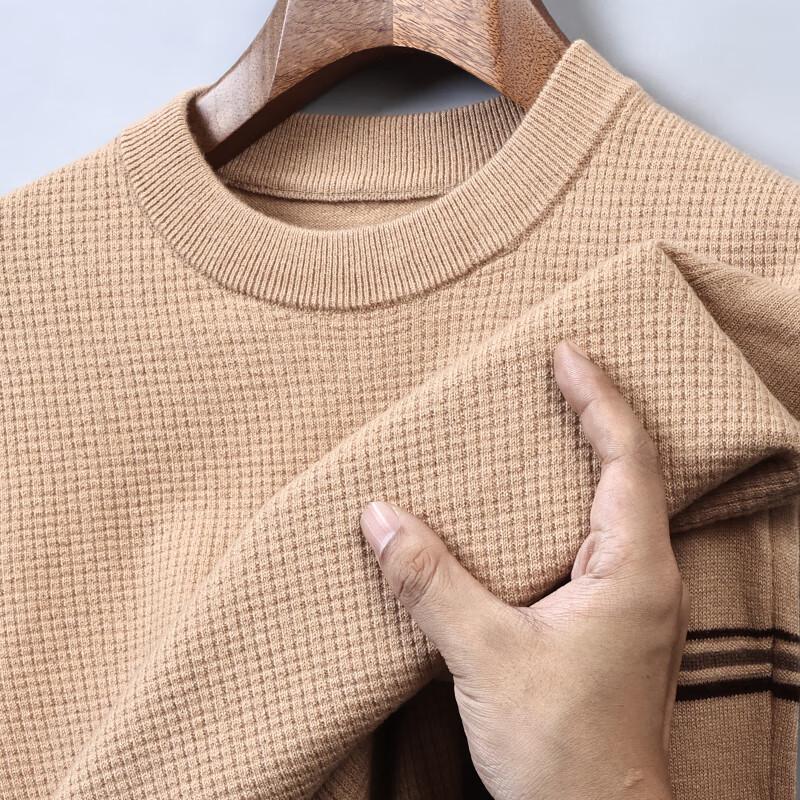 Hengyuanxiang Men's Autumn/Winter 100% Worsted Round Neck Wool Sweater