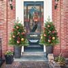 Yousheng 23Inch Lighted Artificial Christmas Urn Filler Pre-lit Xmas Pine Tree with Cones Red Berries Tripod Stake And LED Light Outdoor Porch Planter