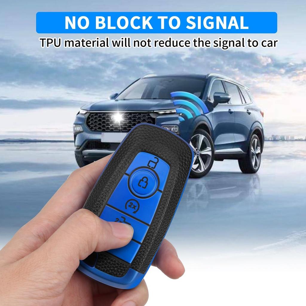 QBUC for Ford Key Fob Cover,Key Cover with Keychain for ford,Key Case Full Protection Key Case Shell Shell for Mustang Raptor Remote car Key Fusion
