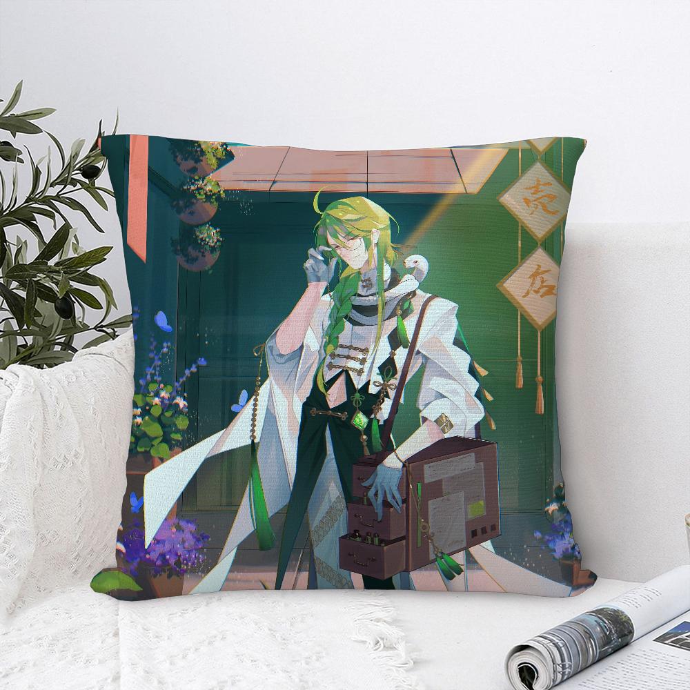 Genshin Impact Baizhu Pillow Case Sofa Decorative Home Double-Sided Print Plush Square Throw Pillow Covers Cushion Decor Cover