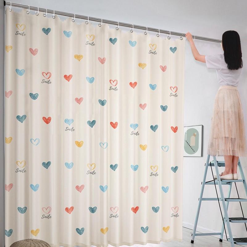 No Punching Living Room Half Blackout Curtains Simple Dark Cute Small Fresh Pastoral Room