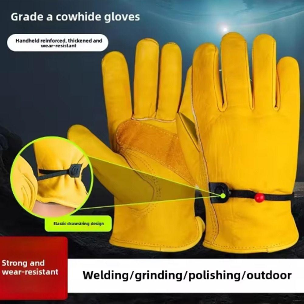 With Adjustable Wrist Rope Outdoor Work Gloves Heat Resistant Labor Gloves  Safety Supplies