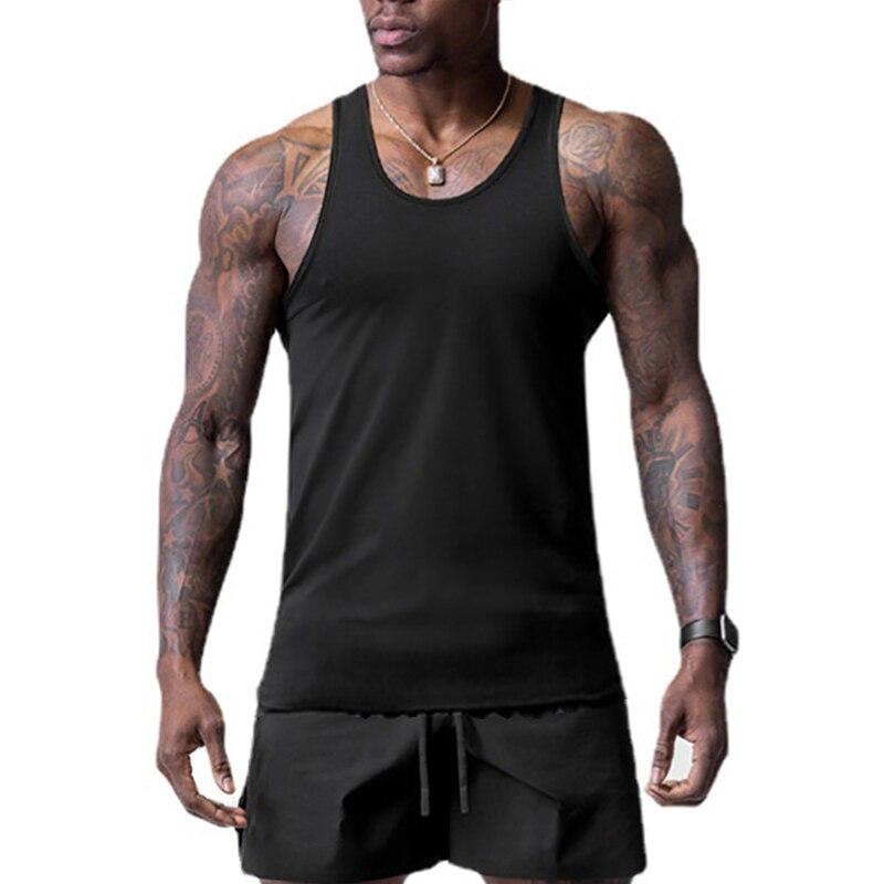 Muscleguys Verano para hombre Ajustado Deportivo Elástico Chaleco Entrenamiento Fitness Ropa Camiseta sin Mangas Musculosa