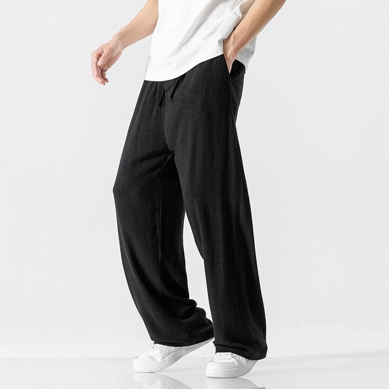 Cotton and Linen Pants Men's Summer Loose Straight Men's Casual Trousers Spring and Summer New Men's Pants Summer Drape Linen