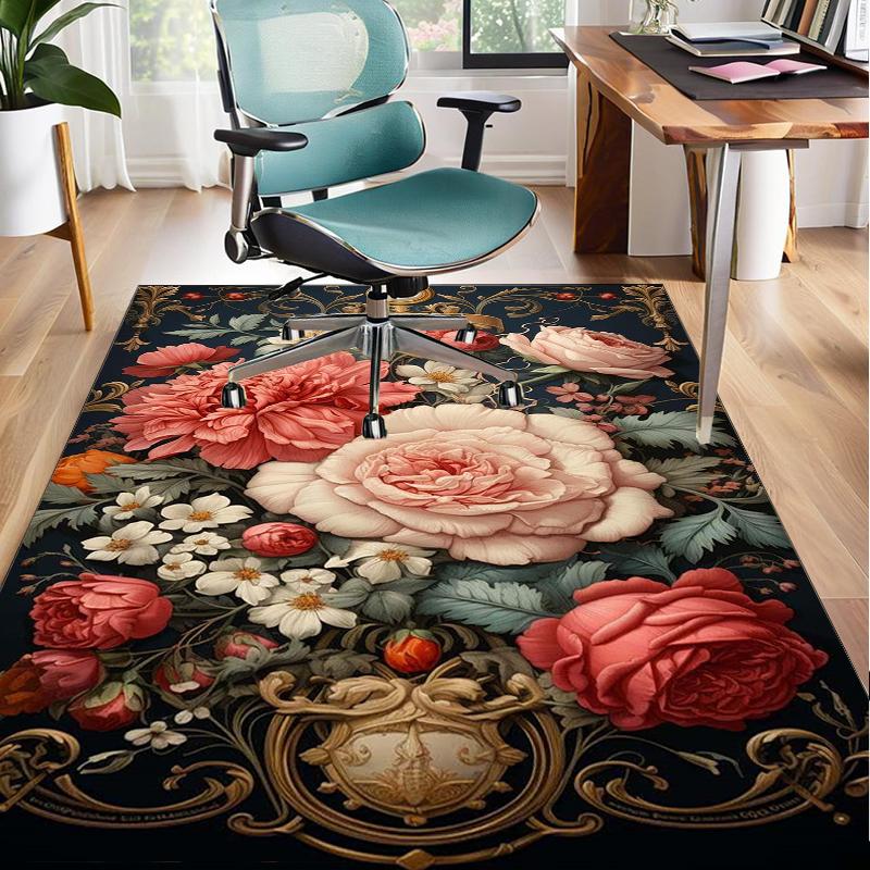 Floral Elegance In Bloom Office Rug Chair Mat, Entryway Carpet, Suitable for Front Door, Bedroom, Living Room, Desk, Holiday Gift