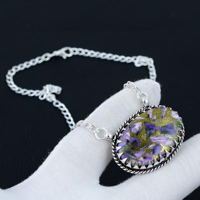 Kupfer Charoit Edelstein Schmuck Halskette, Kupfer Charoit 925 Sterlingsilber Halskette für Hochzeitsgeschenk, Halskette für Frauen für Geschenke