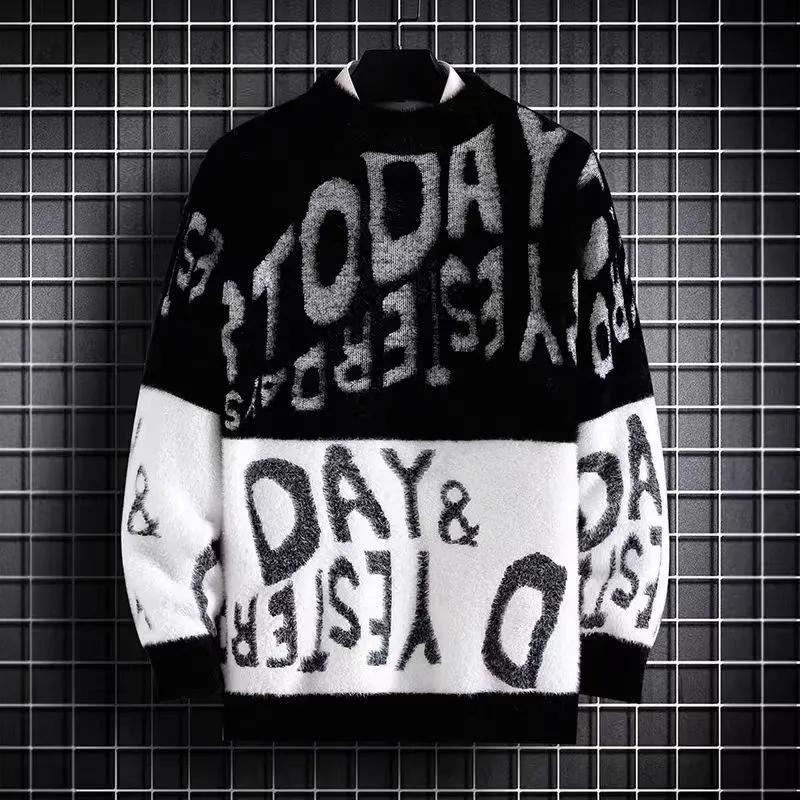 WTEMPO Trui Heren Knap en Warm Winter Lange Mouw Onderlaag Trui Modetrend Kan De Bal Niet Betalen XXXL zwart