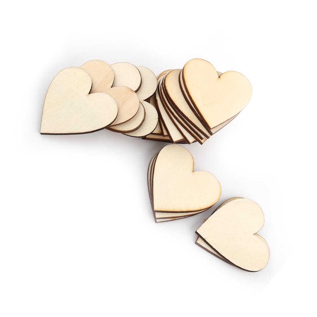 Love Heart Shape Wooden Embellishment for Weddings Plaques Decoration(80mm 10pcs)