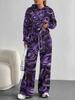 European and American Autumn and Winter Casual Long-sleeved Suit Women's Hooded Sweater Trousers Two-piece Set Retro Elements