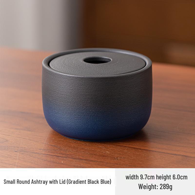 Large Ceramic Ashtray for Tea Room, Living Room, or Office - Chinese Style, Anti-Fly Design