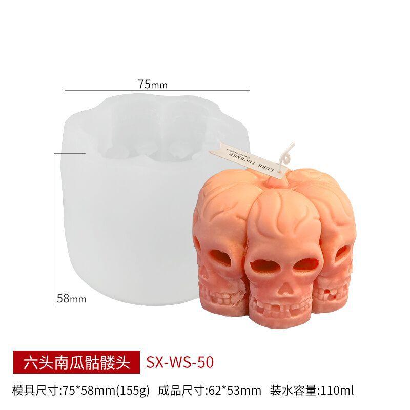 Halloween Ghost Groom Scented Candle Silicone Mold Spooky Skull Plaster Candle Making Mold