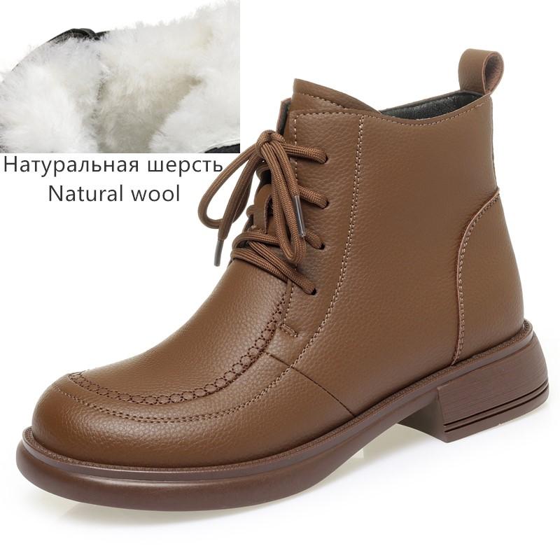 Módní dámské sněhule AIYUQI z pravé kůže 2025 Zima Nové přírodní vlna dámské kotníkové boty protiskluzové velká velikost máma boty