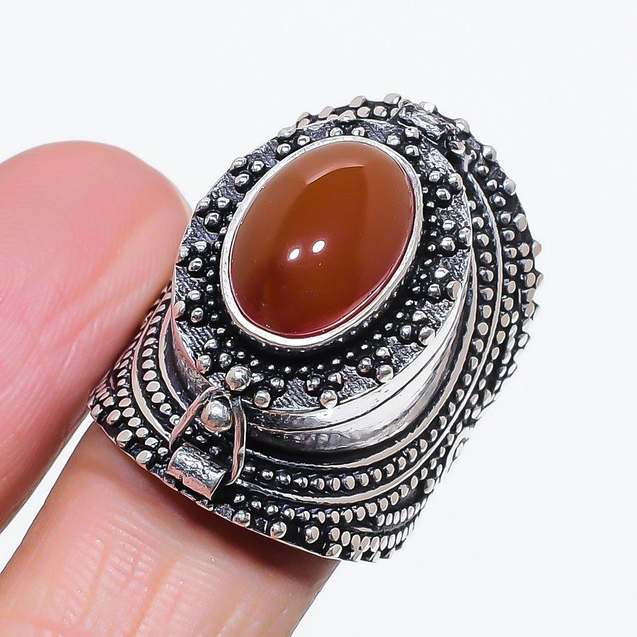 

Natural Carnelian Gemstone Handmade 925 Sterling Silver Jewelry Ring Size 9 L4y55