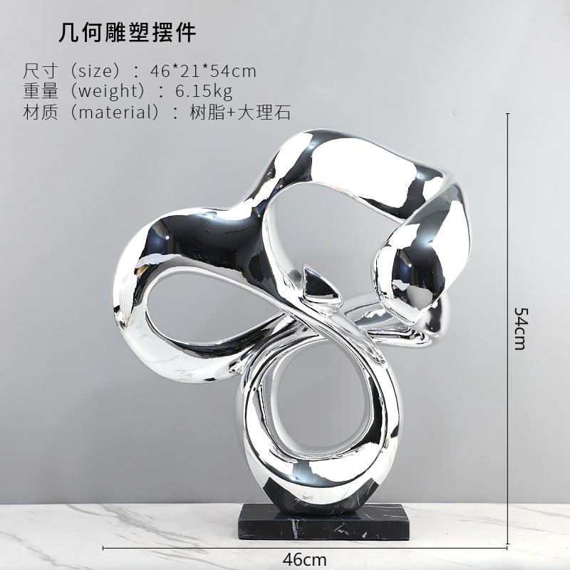 Creative Geometric Sculpture Abstract Electroplated Resin Decorative Ornaments Golden Hollowed-out Ribbon Home Decoration